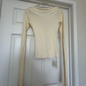 Elegant Cream Long Sleeve Women's Top